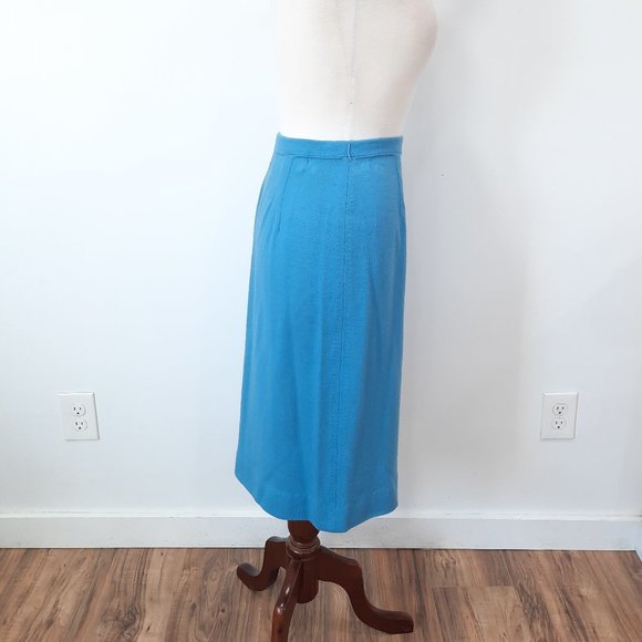 Vtg 70s blue knit midi skirt - Jantzen brand - Picture 4 of 9